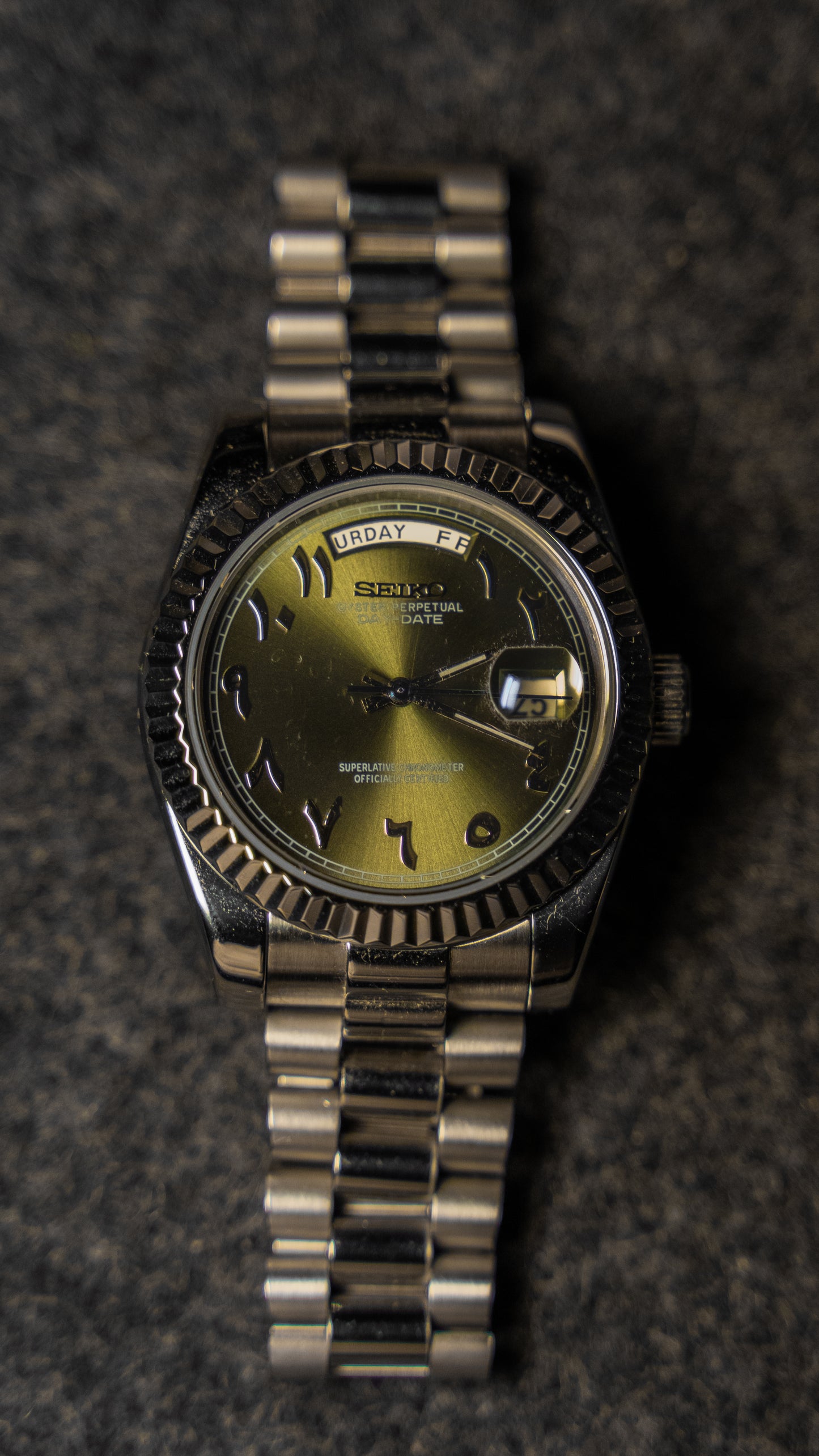 Seiko mod day-date olive dial 39mm