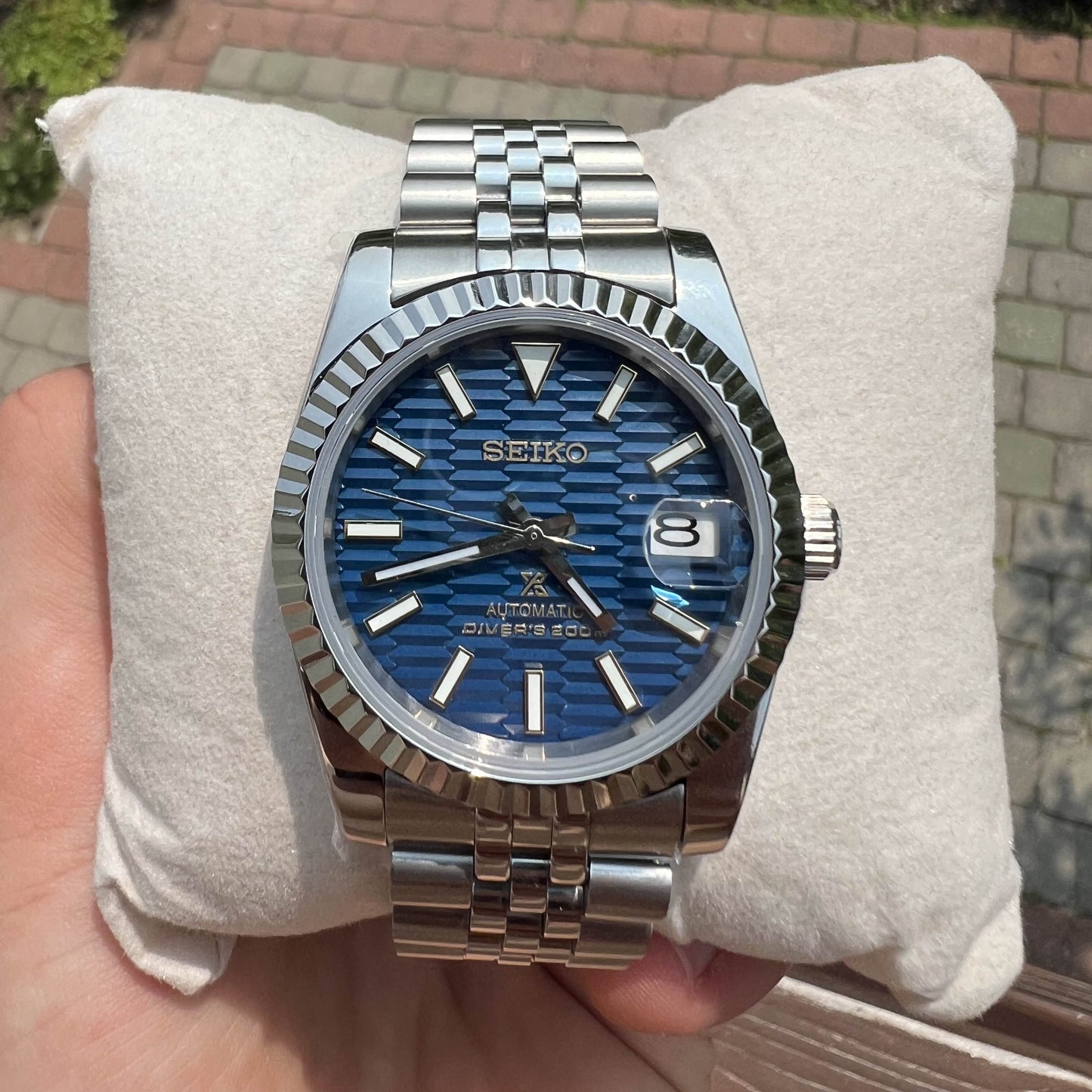 Seiko mod blue fluted dial