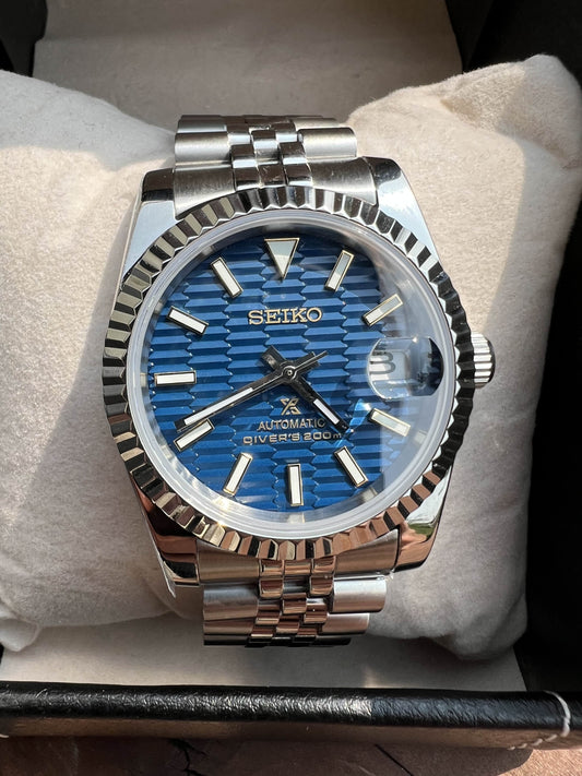 Seiko mod blue fluted dial